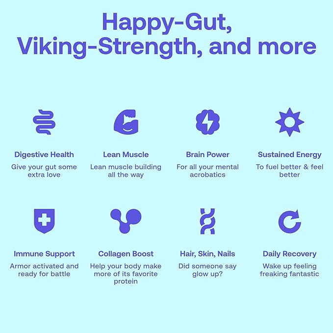 Happy Viking Vanilla Protein + Superfoods Powder, Created by Venus Williams, 30G Protein, Low Carb, Keto, Vegan, Gluten-Free, Non-GMO, Complete Meal Replacement, 1 Bag