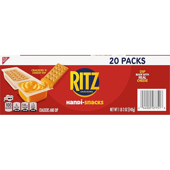 Handi-Snacks RITZ Crackers 'N Cheesy Dip Snack Packs, School Snacks, 20 Snack Packs