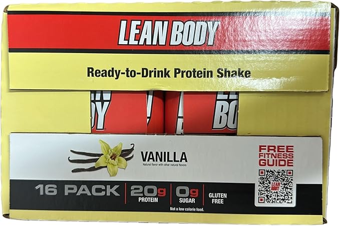 LABRADA Nutrition - Lean Body RTD Whey Protein Shake, Convenient On-The-Go Meal Replacement Shake for Men & Women, 20 Grams of Protein – Zero Sugar, Lactose & Gluten Free, Vanilla (Pack of 16)