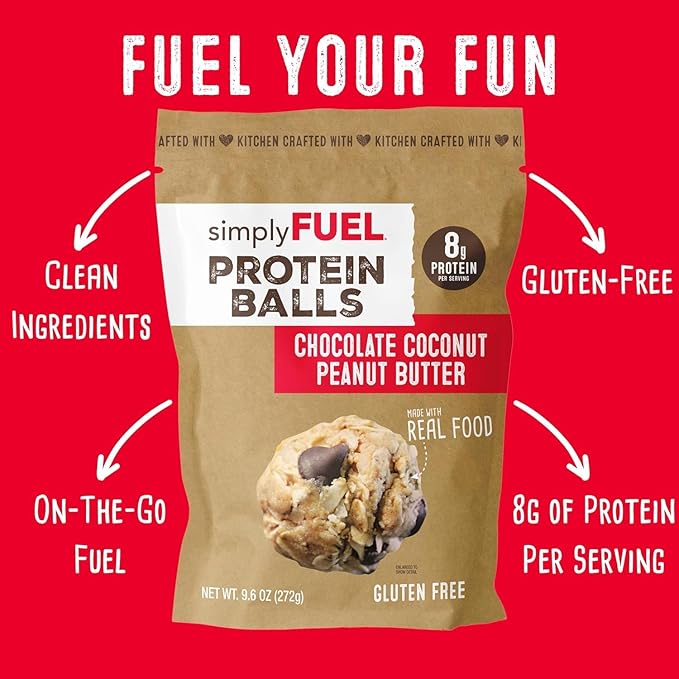 simplyFUEL Whole-Food Protein Balls Variety Pack (Best Sellers), 8 g High-Protein, Gluten-Free, Healthy Snack for Adults & Kids (9.6 oz, Pack of 2)