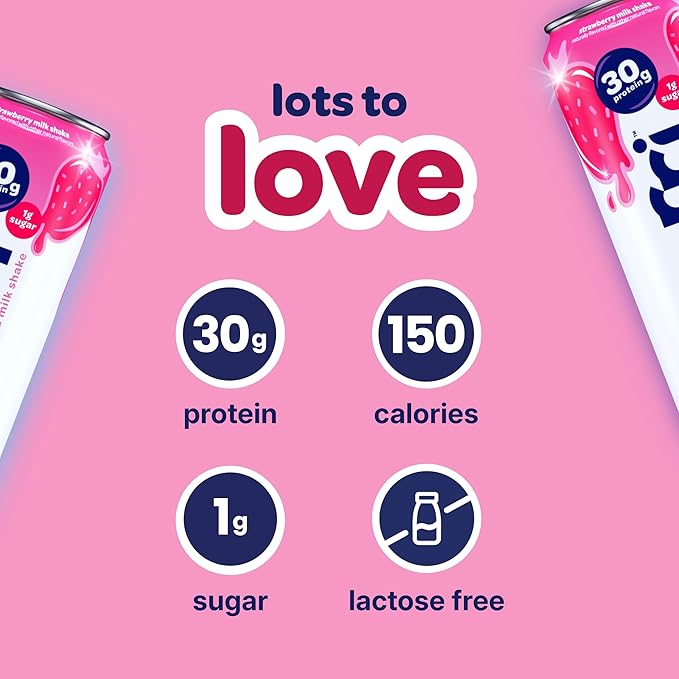 Nurri - 30g Protein Ultra Filtered Milk Shake – Strawberry - Lactose Free, Low Sugar, 150 Calories, 10 Vitamins and Minerals - 11 fl oz, 10 Cans