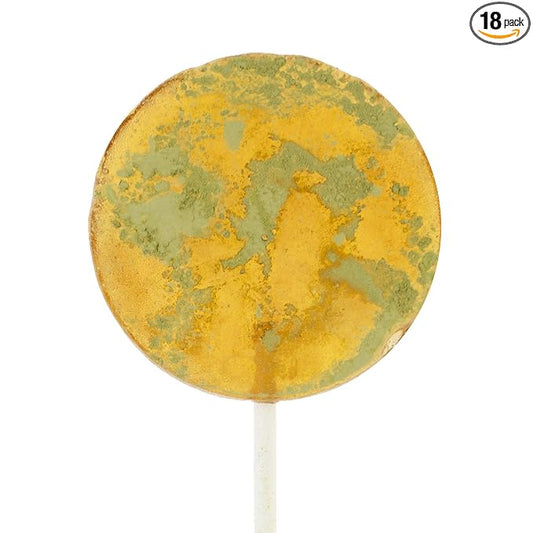 Natural Honey Matcha Lollipops, 18 Pieces, Handcrafted in USA, No Artificial Ingredients, No Corn Syrup, 0.75 Pound, Sparko Sweets