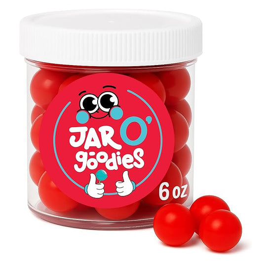 Jar O' Goodies - Valentines Day Sweet Treats, Cherry Sours Red Candy Balls Gift Set, Original Chewy Candies (6 Ounce, 1 Pack) Party Favor - Gluten & Nut Free, Kosher Parve