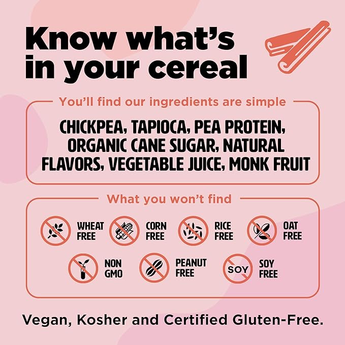 Three Wishes Grain-Free & Protein Cereal - Healthy, Low Sugar & Gluten-Free Breakfast Cereal - Low Carb, Plant-Based, Vegan & Non-GMO - Cinnamon (Big Box), 2-Pack