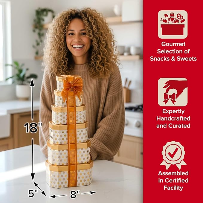 Broadway Basketeers Thank You Gift Tower – Gourmet Chocolate Cookies & Sweets Snack Tower – Thank You Gift Box for Clients, Teachers, Friends & Colleagues, Holiday, Thanksgiving – Kosher Snack Set