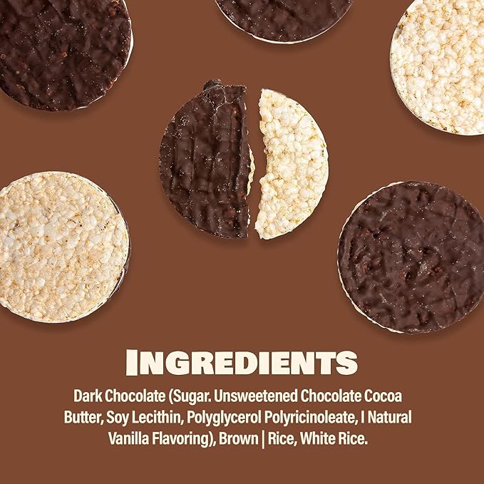 LIEBERS Dark Chocolate Rice Cakes, Kosher Certified Dairy Free, Gluten Free Snack (Dark Chocolate) Pack Of 3