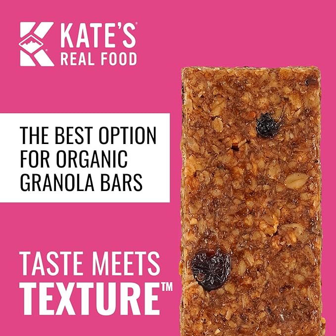 Kate’s Real Food Organic Energy Bars, Non-GMO, All-Natural Ingredients, Gluten-Free and Soy-Free Healthy Snack with Natural Flavors, Oatmeal Cranberry & Almond (Pack of 6)