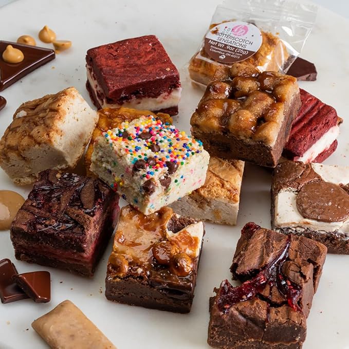 Brownie Points 12 Baby Brownies Gift Box. Fudge Chocolate Brownies Gourmet gift for him, her, and friends. (Gift box and Bow with 12 Brownies - BP_BABY12)
