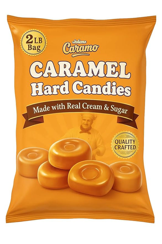 Jollems Caramô Caramel Candy | Individually Wrapped | 2 Pound Bulk Bag