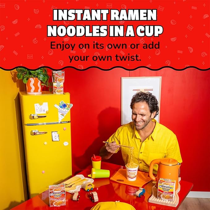 Maruchan Instant Lunch Ramen Noodles, Hot & Spicy Beef Flavor – Japanese-Style Instant Noodle Soup, Quick & Easy Meal – 2.25 Oz Cup, Pack of 12