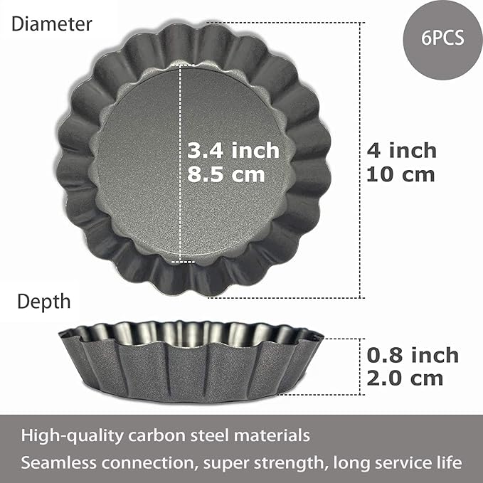 Xstronq Tart Pans 4 Inch with Removable Bottom Fluted Pie Tart Pans, Round Non-Stick Pan Quiche Pan, for Baking Pizza Mousse Cakes, Christmas Dessert