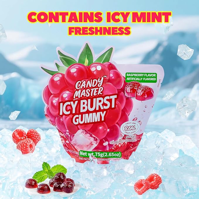 Candy Master Peelable Fruit Gummies Rassberry Flavors 3Pack, 6 Flavors Fun to Peel, Chewy Texture, Halal-Certified Holiday Gifts