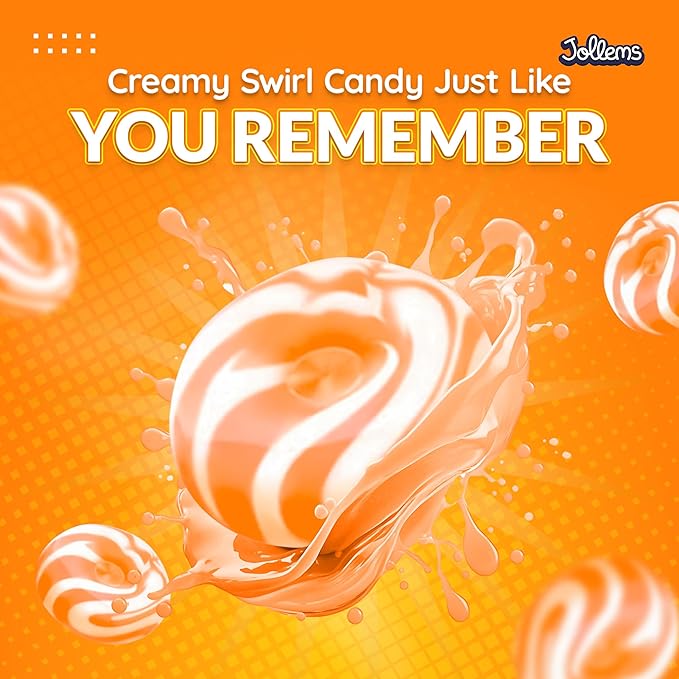 Jollems O’ Creamers Orange & Cream Flavored Hard Candy | Individually Wrapped | 2 Pound Bulk Bag