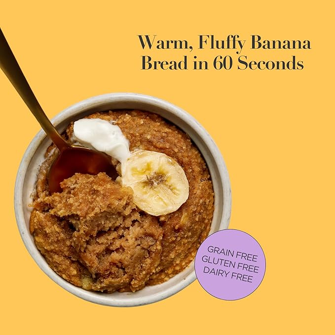 Stellar Eats Grain-Free Banana Bread Instant Treat in a Cup | Single-Serve | 8g Protein | Gluten-Free, Dairy-Free, Plant-Based, Paleo-Friendly | Made with 7 Real Ingredients | 8 Pack