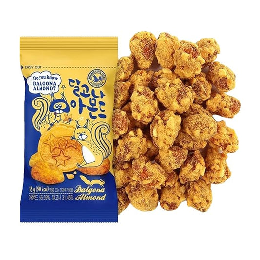 K-Herb Korean Snacks – Gourmet Honey Butter Almond Korean Dalgona Almond Snacks for Adults, Kids – Flavored Almonds with Delicious Crunchy Texture – Great for Office, On the Go, School (Dalgona 20Pack)