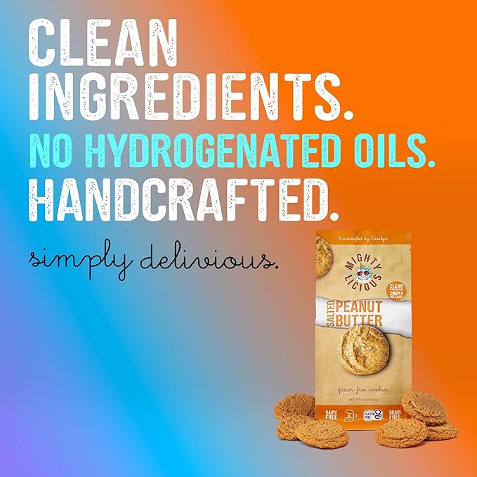 MIGHTYLICIOUS Salted Peanut Butter Cookies – Gluten-Free, Dairy-Free, Allergen Friendly, Kosher, Grain-Free, Preservative-Free – Snack Option for a Guilt-Free Treat - 6.5 Oz (3 Pack)