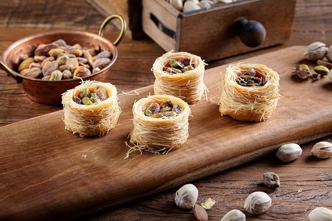 Snacklava Crunch & Melt Variety Pack (100 Pieces) - 5 Pistachio Bird's Nest (20 Pieces), 5 Mini Cookie Rings (50 Pieces), 5 Mixed Nuts Kunafa (15 Pieces), 5 Date Bites (15 Pieces) - No Artificial Ingredients, Colors or Preservatives