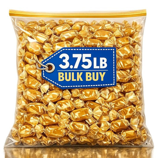 Classic Hard Caramel Candies – 3.75lb Bulk Individually-Wrapped Creamy Sweets for Parties, Bowls, Offices, Events