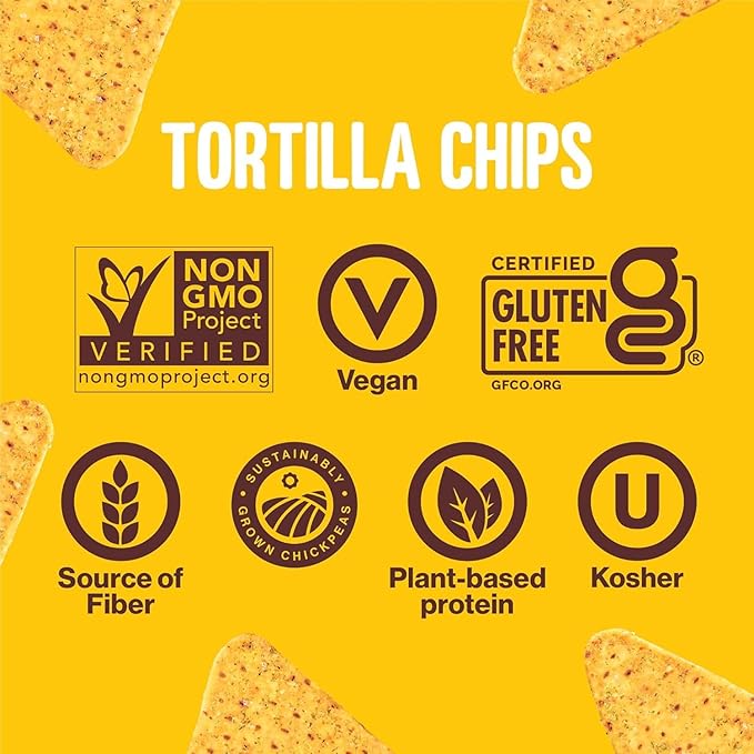 HIPPEAS Chickpea Tortilla Chips, Nacho Vibes Gluten Free Snacks, Dairy Free, Vegan, 7oz Bag, 3g Protein, 3g Fiber, Crunchy, Nutritious, Baked Plant Protein Snack, Non-GMO, Kosher