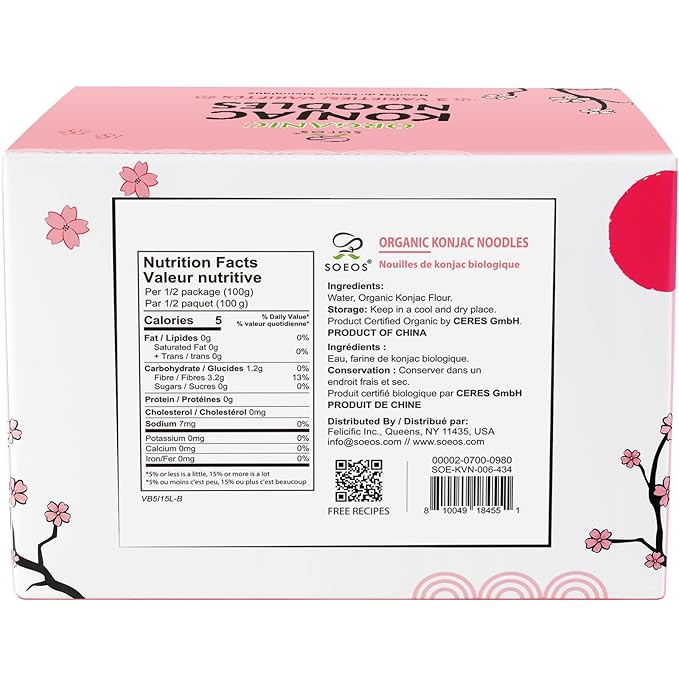 Soeos Konjac Noodles, Organic Shirataki Noodle, Low Calorie, Keto and Paleo Friendly, 3 Variety Noodles, 52.8 Ounce (Pack of 6)