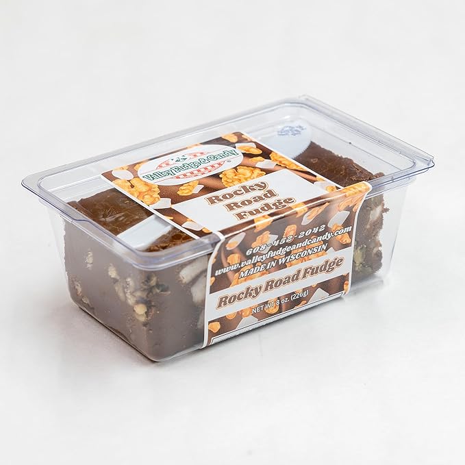 Valley Fudge, Rocky Road Chocolate, Fresh Artisan Fudge, Real Butter, Gourmet Candy, One Pound Package
