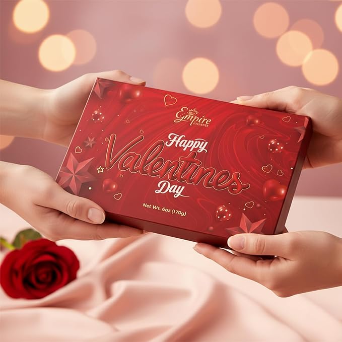 Happy Valentines Chocolates - 12 Assorted Milk & Dark Chocolate Truffles - Gourmet Chocolate Gift Box - Valentines Chocolate Gifts for Women & Men, 6 oz