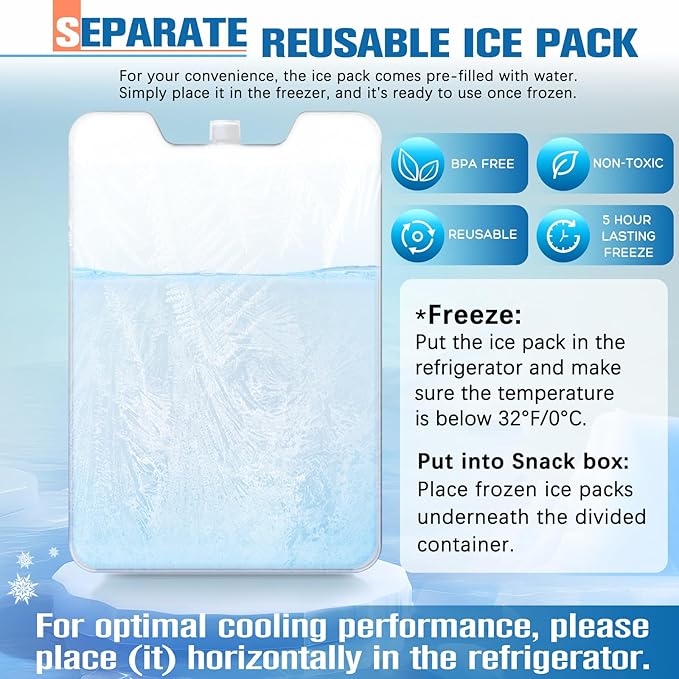 Chilled Portable Snackle Box Container Insulated Bag Keep Food Warm 12 Compartment Divided Serving Tray Reusable Ice Pack Road Trip Essentials for Charcuterie Snack Picnic Travel Birthday Gift