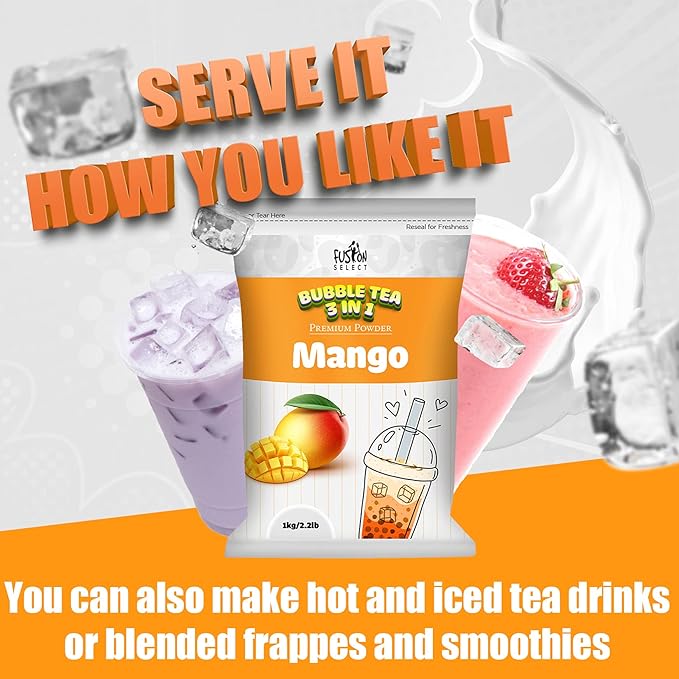 Fusion Select 2.2lb Tea Powder Honeydew Flavored-3-in-1 Drink Powder with Cream & Sugar - Instant Pre-Mixed Beverage for Hot or Cold Blends or Yummy Frappes (Honeydew)