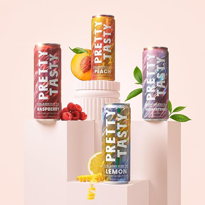 Pretty Tasty Radiance Collagen Tea - Beauty and Wellness - 10g Collagen Peptides Mix - (12 Pack) Peach