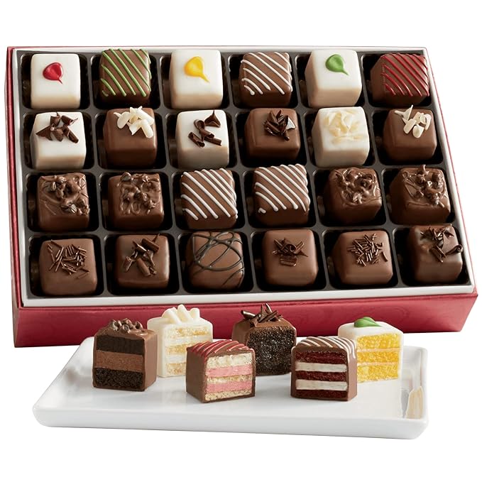 The Swiss Colony Petits Fours Variety Assorted Traditional, Brownie, Chocolate Lover's & Liqueur Mini Layer Cakes Gourmet Dessert Gift – Cake Assortment, Petits Fours Cakes, Celebrate