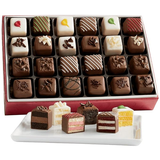 The Swiss Colony Petits Fours Variety Assorted Traditional, Brownie, Chocolate Lover's & Liqueur Mini Layer Cakes Gourmet Dessert Gift – Cake Assortment, Petits Fours Cakes, Celebrate
