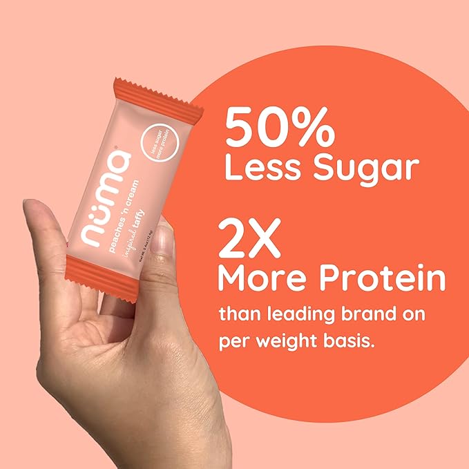 Numa Taffy Candy, Peaches ‘n Cream Made with Real & Simple Ingredients – Low Sugar, High Protein, Low Calorie, All Natural & Gluten Free Peach Taffy – 3 bags with 10 Individually Wrapped Chews Each