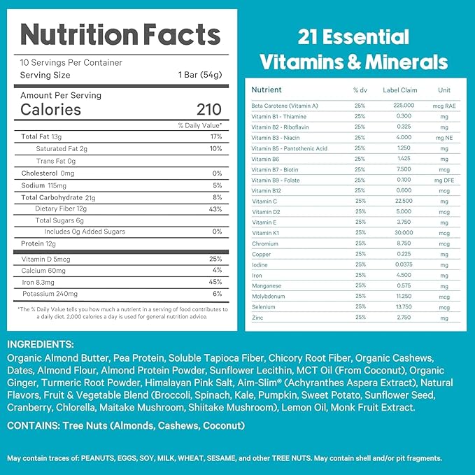 LyfeFuel Essential High Protein Bars | Meal Replacement, Vegan, 12g Plant-Based Low Carb Protein Bars for Intermittent Fasting - High Fiber, MCT Oil, 21 Organic Vitamins & No Sugar | 30 Servings | Lemon Ginger Tart