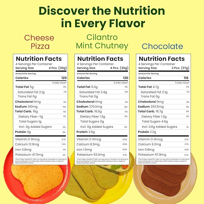 Disc-O Thins Whole Wheat Crackers - Crunchy Roasted Snack, High-Fiber & Low-Fat On-the-go Snack Chips, 88pcs (Variety Pack of 6) - Healthy Travel Snack, Non-GMO - Great with Dips, Salsa or Tea & Coffee