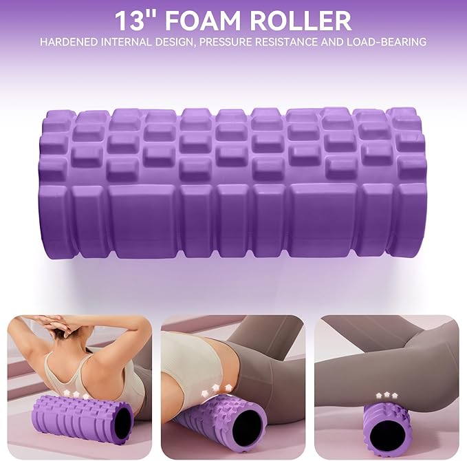 Krightlink Foam Roller for Muscle Massager, Patented 13" High Density Exercise Roller for Muscle and Myofascial Trigger Point Release, Yoga, Back Roller for Fitness, Yoga (Purple)