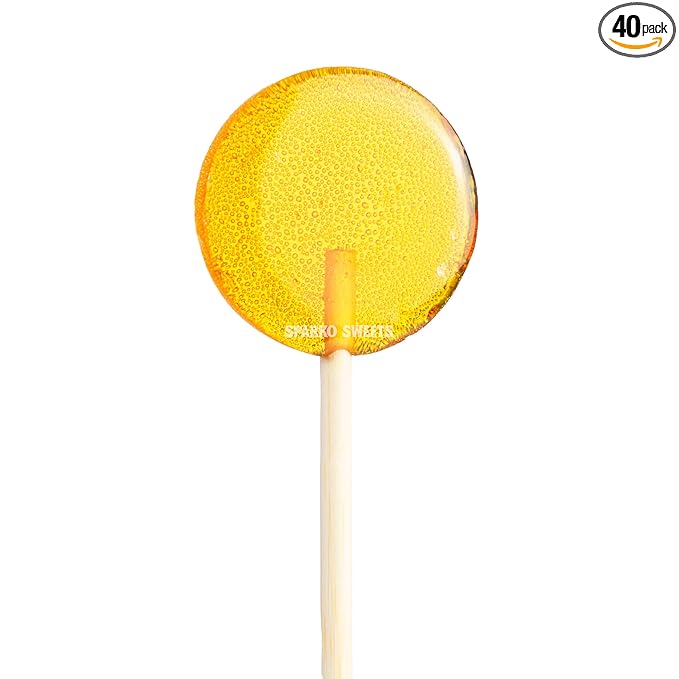 Sparko Sweets Natural Honey Round Lollipops, Made in USA from locally-sourced organic pure honey, No Artificial Ingredients, No Corn Syrup, 1.2-inches diameter, Gold, 40 Count
