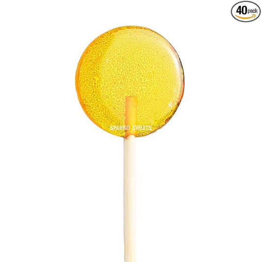 Sparko Sweets Natural Honey Round Lollipops, Made in USA from locally-sourced organic pure honey, No Artificial Ingredients, No Corn Syrup, 1.2-inches diameter, Gold, 40 Count