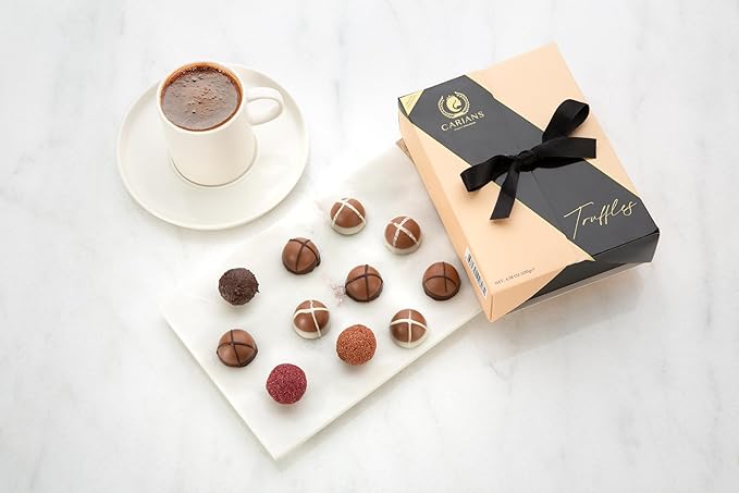 CARIANS Chocolate Gourmet Truffles Box, Chocolate Gift Box, Box of Candy, Assorted Luxury Chocolate Basket, Dark, Milky, Hazelnut Truffles, Holiday Chocolate, Valentine's Day, Great for Gift Giving and Anniversary,11 Pcs.