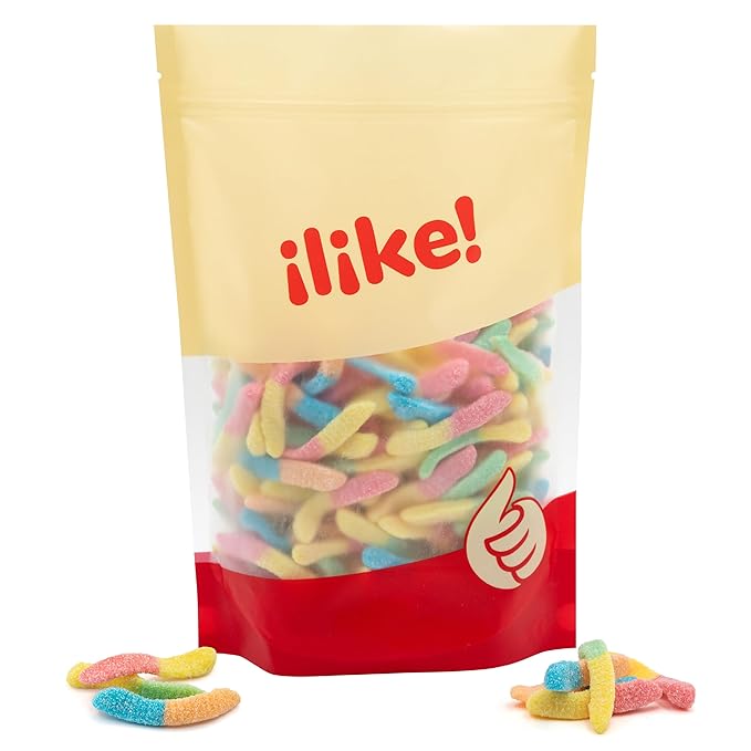 Neon Sour Gummy Worms | 2-Pound Pack | Assorted Fruit Flavored Candy | Soft and Chewy Sour Candy Bulk | Colorful Gummies for Party Favors and Goody Bags