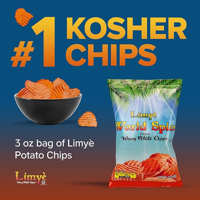 Limyè Potato Chips, World Spice Flavor, Kosher Certified, Allergen Free, Non-GMO, Gluten-free, Vegan potato chips, 3 Oz (24Pack)