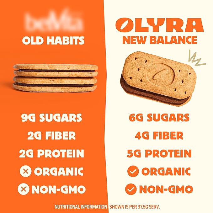 Olyra Variety Pack, Vanilla - Dark Chocolate Sandwiches Breakfast Biscuits, Healthy Snacks for Adults and Kids, Low Sugar, Organic Cookies, Office Snacks, USDA Certified, Non GMO 24 Packs