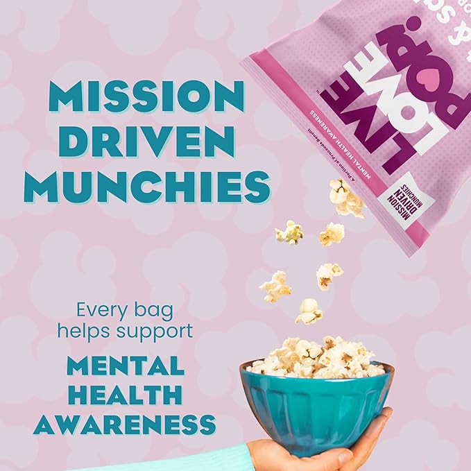 Live Love Pop Sweet and Salty Kettle Corn Flavored Gourmet Popcorn, 7 Oz (Pack of 6), Healthy Snack, Gluten Free, Vegan & Non-GMO, Mission Driven Munchies