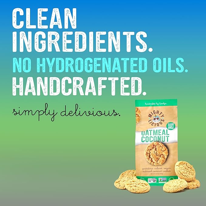 MIGHTYLICIOUS Vegan Oatmeal Coconut Cookies – Gluten-Free, Dairy-Free, Allergen Friendly, Egg-Free, Non-GMO, Kosher, Preservative-Free – Snack Option for a Guilt-Free Treat - 6.5 Oz (3 Pack)