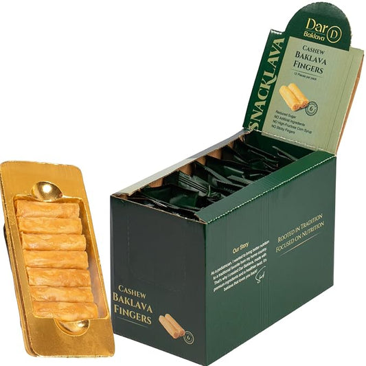 Snacklava Cashew Baklava Fingers - 20 Pack (240 Pieces) - No Artificial Ingredients, Colors or Preservatives - Premium Handmade Pastries