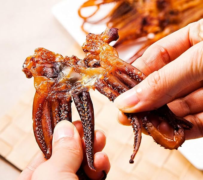 Sookwang K-Food Dried Squid Legs Only Legs Hot Flavor Snack Sweet and Savory Seasoned (0.7oz X 10 Packs) Chewy Calamari Korean Snack
