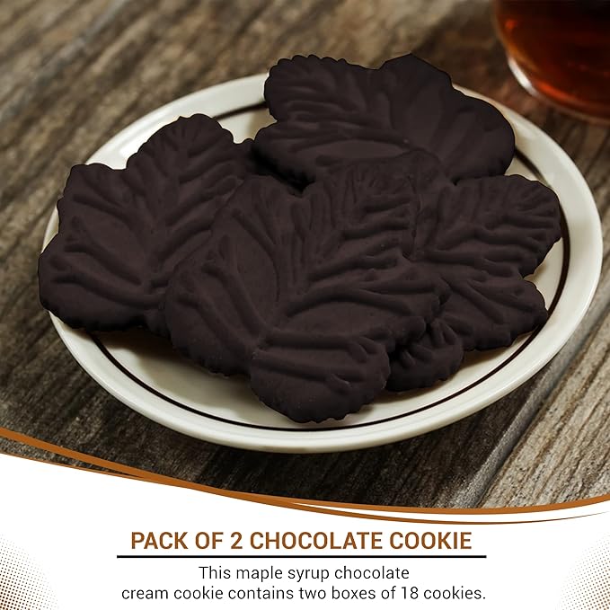 Turkey Hill Sugarbush 100% Pure Canadian Premium Maple Syrup Chocolate Cream Filled Cookies- All-Natural Maple Leaf Shape Delicious Cookies(2 Pack, Chocolate Cookies)