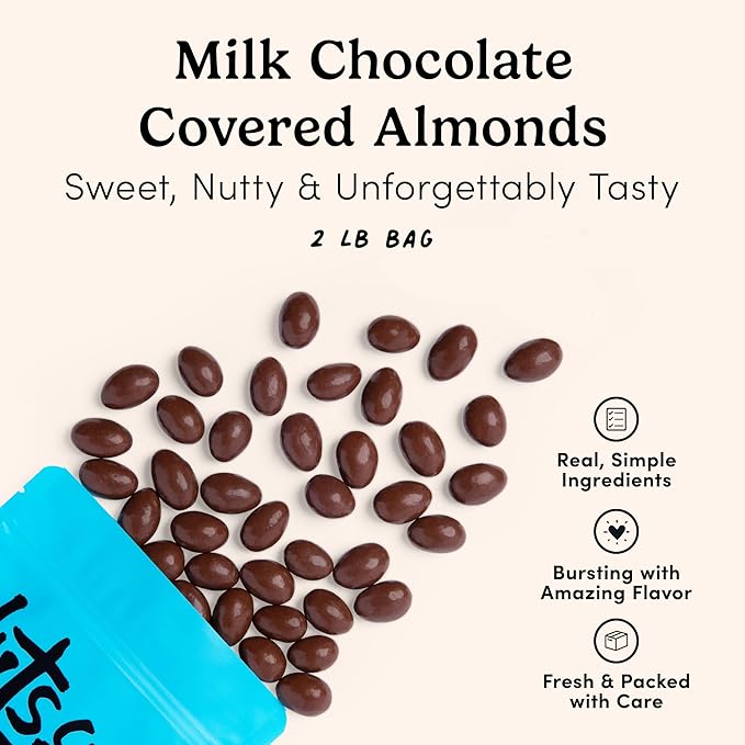 Nuts.com – Milk Chocolate Covered Almonds – 2 Pound Bag, Great Snack for Adults & Kids, Good Source of Protein, Fiber, Iron, Calcium, Potassium & Antioxidants