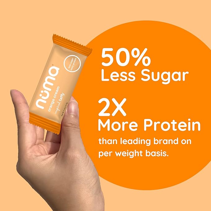 Numa Taffy Candy – Orange Cream Made with Real & Simple Ingredients – Low Sugar, High Protein, Low Calorie, All Natural & Gluten Free Nutritious Taffy – 3 bags with 10 Individually Wrapped Chews Each