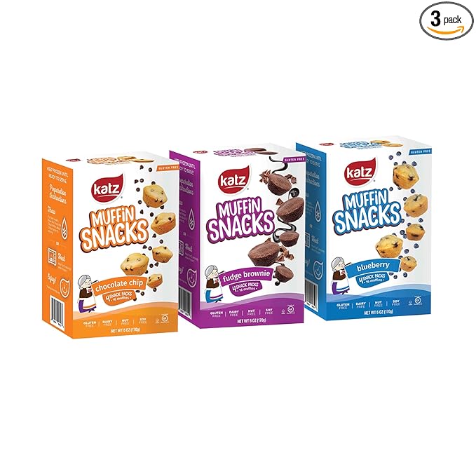 Katz Gluten Free Muffin Snack Variety Pack | Dairy Free, Nut Free, Soy Free, Gluten Free | Kosher (3 Packs of 4 Muffins, 11 Ounce Each)