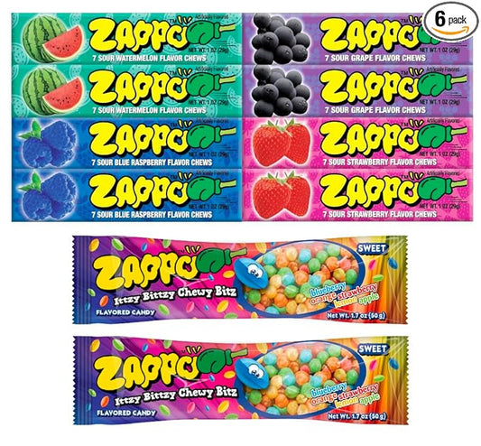 ZAPPO Sour Chews & Itzy Bittzy Bitz, Gluten Free Candy | 10 Pack